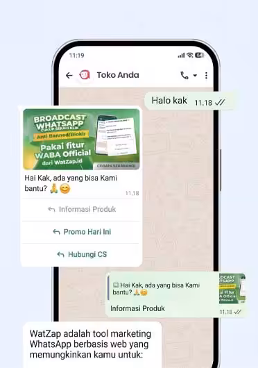 Tampilan fitur balasan otomatis WatZap